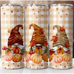 20 oz custom design autumn gnomes leaves sublimation tumbler gift teachers gift lunch box coffee addict Christmas gift