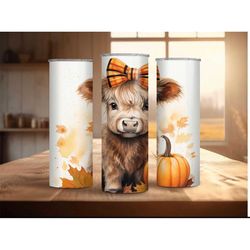 20 oz custom design Halloween highland cow sublimation tumbler gift teachers gift lunch box coffee addict