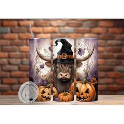 20 oz custom design Halloween male highland cow sublimation tumbler gift teachers gift lunch box coffee addict