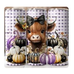 20 oz custom design Halloween highland cow sublimation tumbler gift teachers gift lunch box coffee addict