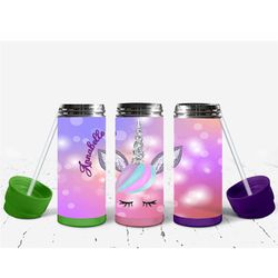 Personalized unicorn kids flip top tumbler// Unicorn water bottle with flip top lid// Unicorn girls drinking cup// Glitt