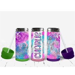 personalized kids galaxy tumbler with matching doodle letters//kids water bottle//girl galaxy tumbler// kids tumbler wra