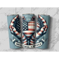 Heart shape with the American flag tumbler, great 4th of July gift for American patriot holidays