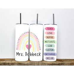 personalized rainbow teacher gift | teacher appreciation gift | custom name teacher tumbler | personalized teacher gift