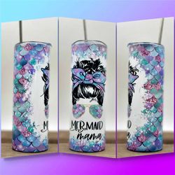 20oz Tumbler Mermaid Stainless Steel Tumbler with Straw | Gift for Her Girls Mermaid Mama | MomLife Mermaid Tumbler, Mom