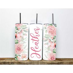 Personalized Pink Rose Tumbler - 20oz  Tumbler with Beautiful Floral Design - Perfect Gift for Mom | Daughter Gift | Per