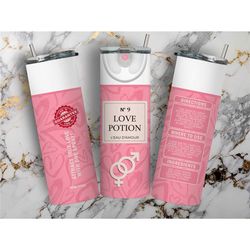 Valentines Day Love Potion Pink Heart Spray Can Tumbler,Be Gone Perfume Spray Travel Coffee Mug,Gift For Her,Skinny Tumb