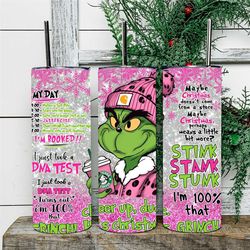 Boujee Grinch Collage Quote Pink Christmas Tumbler,Xmas Holiday Vibes Travel Mug,Gift For Her,Christmas Gift,Skinny Tumb