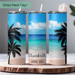 Personalized Beach Vacation Tumbler For Wedding Souvenir Gifts - Beach Tumbler For Wedding Gifts Beach Wedding Theme - C