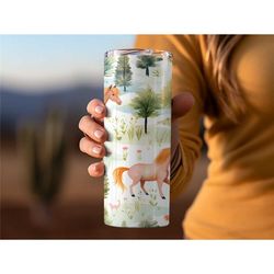Cute Animal 20 Oz Straight Skinny Tumbler, Straight Edge Tumbler, Personalized Gift for Her, Fox Tumbler Cup, Fox Gifts