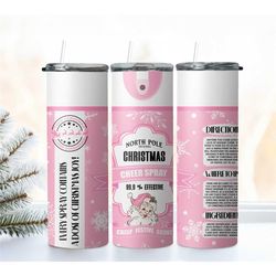 Christmas Cheer Spray Can Pink Tumbler,Xmas Festive Holiday Vibes Gift,Be Gone Travel Coffee Mug,Christmas Gift,Skinny T