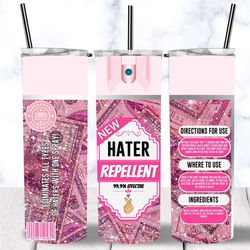 Hater Repellent Glam Luxe Spray Can Tumbler,Haters Be Gone Funny Sassy Glitter Travel Mug,Gift For Her,Birthday Skinny T