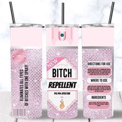 Bitch Repellent Glam Luxe Spray Can Tumbler,Bitch Be Gone Funny Sassy Glitter Travel Mug,Gift For Her,Birthday Skinny Tu