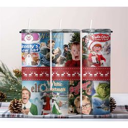 Classic Christmas Movies Mashup Collage Tumbler,Xmas Festive Holiday Vibes Travel Coffee Mug,Christmas Gift,Skinny Tumbl