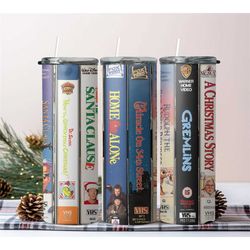 Classic Christmas Movies Vintage VHS Tumbler,Xmas Festive Holiday Vibes Travel Coffee Mug,Retro Christmas Gift,Skinny Tu