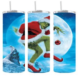 Christmas Grinch Insulated 20oz Thermal Skinny Tumbler Stainless Steel Supplied with Straw