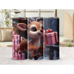 christmas reindeer tumbler | gift forher | holiday gift-for her | traveltumbler| gift-for children |  gifte-for tumbler