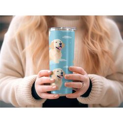 Cute Dog Tumbler for Dog Mom for Mother's Day, Floral Dog Tumbler for Mom Gift from Daughter, Dog Lover Tumbler Gift for
