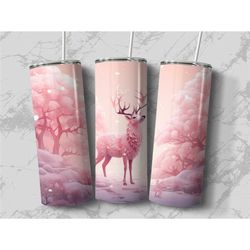 Pink tumblerful  deer | umblerful | gift forher |  decorative christmas tumbler | tumbler forher | tumblerful gift | tra
