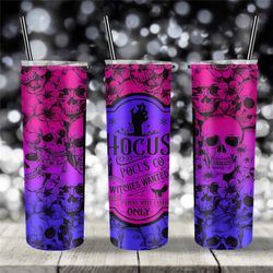 Halloween Witch Hocus Pocus Tumbler,Spooky Vibes Fall Wiccan Travel Coffee Mug,Trendy Witchcraft Skinny Tumbler with Str