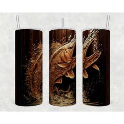 Fish Wood Tumbler | Father's Day Water Bottle | 20oz Drinkware Birthday Gift | Gift for Dad | Gift for Him