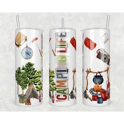 Camping Life Tumbler | Cute Summer Water Bottle | 20oz Happy Camper Drinkware Birthday Gift | Gift for Her | Gift for Hi