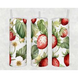 Strawberry Tumbler | Cute Summer Water Bottle | 20oz Berry Drinkware Birthday Gift | Gift for Her | Gift for Mom