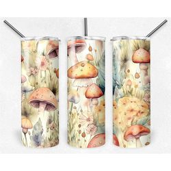 Watercolor Mushroom Tumbler | Fungi Art Water Bottle | 20oz Drinkware Birthday Gift | Gift for Her | Gift for Mom