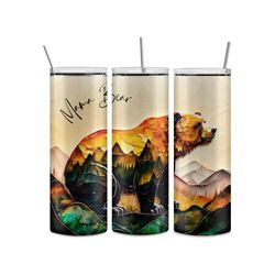 Mama Bear Tumbler | Mom Watercolor Water Bottle | 20oz Watercolor Drinkware Birthday Gift | Gift for Her | Gift for Mom