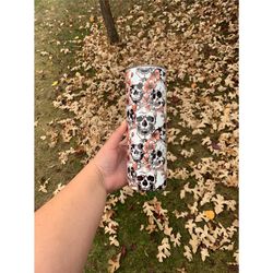 Flower Skull 20oz Tumbler| Double Walled, Insulated Tumbler, Sublimation, Halloween.
