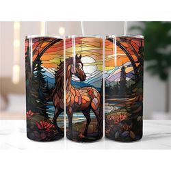 Horse themed 20oz skinny tumbler - Horse lover gift ideas - Physical drink tumbler - Gift for her
