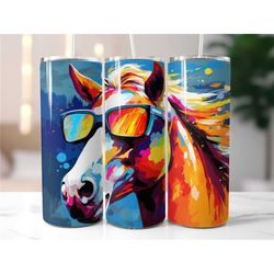 Horse themed 20oz skinny tumbler - Horse lover gift ideas - Physical skinny drink tumbler - Gift for her