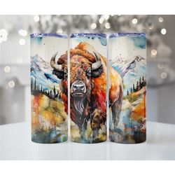 Buffalo themed insulated 20oz tall skinny metal tumblers for hot or cold drinks - Handmade sublimation tumblers - Gift i
