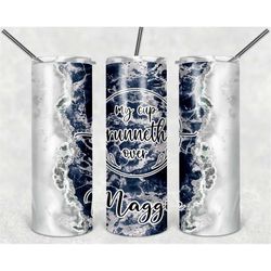 Navy My Cup Runneth Over Tumbler Personalized 20 oz skinny Tumbler