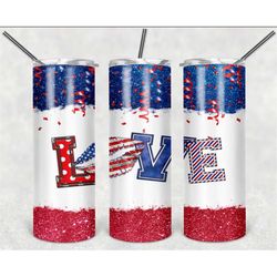 Patriotic Red White and Blue Personalized 20 oz skinny Tumbler