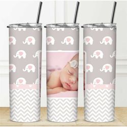 custom baby photo text girl tumbler add your own photo text personalised gift water bottle wedding gift memorial tumbler