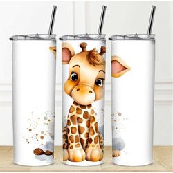 Water Bottle Tumbler Personalization Available Permanent Marble Design Gift For Her Custom Name Drink Bottle Giraffe Gir