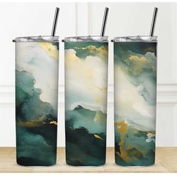 Tumbler Personalization Available Sublimation Permanent Marble Design Gift Box Water Bottle Straw Custom Name Black Gran