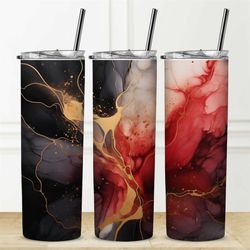 Tumbler Personalization Available Sublimation Permanent Wave Design Gift Box Water Bottle Straw Camping Name Marble Cust