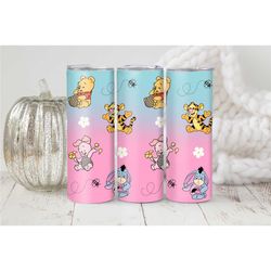 Pooh Insulated Tumbler with Straw Pooh Daisy Reusable Coffee Travel Mug Pink Daisy Flowers Reusable Water Tumbler