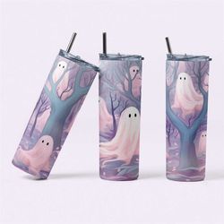 funny halloween cute ghost 20oz skinny tumbler spooky season gift for her glass ghost coffee cup halloween gift hallowee