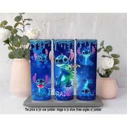 Unique Stitch Inspired by 'Disney Movie' Personalized Tumbler: Handcrafted Disney Fan Souvenir