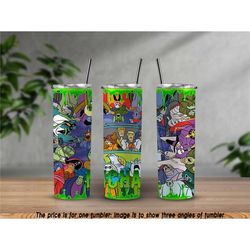 Scooby-Doo Personalized Tumbler, 70 and 80's Cartoon, Custom Names And Messages, 20 oz Sublimation tumber with straw