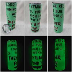 20oz True Crime Stainless Steel Glow in the Dark Tumbler with Slider Lid and Straw | Crime Show | Murder Mystery Theme |