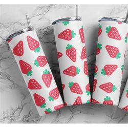 Strawberry Tumbler | Bridesmaid gift | Wedding | Best friend birthday | skinny tumbler with lid and straw | Bachelorette