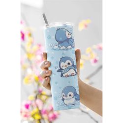 Chilly Charm Penguin Tumbler - Personalized Kawaii 20 Oz Stainless Steel Tumbler, Ideal for Arctic Bird Fans and Adorabl