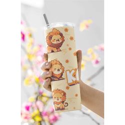 Roaringly Cute Lion Tumbler - Personalized Kawaii 20 Oz Stainless Steel Tumbler, Perfect for Jungle King Lovers and Cute