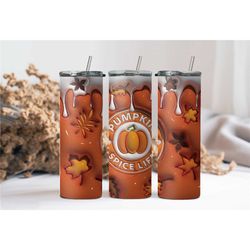 Pumpkin Spice Life tumbler -3D Halloween Tumbler- Funny-PSL tumbler-Halloween- Ghost Halloween Tumbler-Gifts for her- Ho