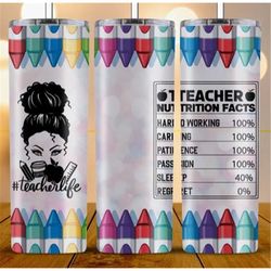 teacher facts tumbler, teacher tumbler, teacher gifts, gifts for her, gifts for teachers, tumblers, 20oz skinny tumbler