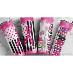 Warrior tumbler, breast cancer tumbler, in october we wear pink, breast cancer awareness, tumbler with lid and straw
